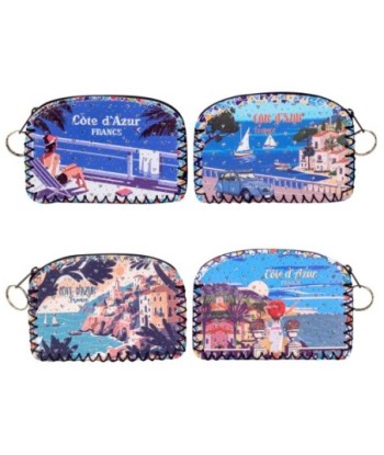 Monedero Vintage Costa Azul con Compartimento para Tarjetas y Monedas, Ideal para Regalos y Uso Diario