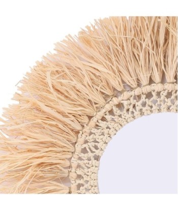 ORIGEN Home Decor Espejo De Hierba Redondo Vintage 60x60x3cm Marrón | Espejos Decorativos