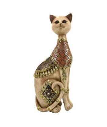 Figura de Gato Decorativa Étnica en Resina para Hogar, Adorno Estilo Animal, Regalo Original para Amantes de