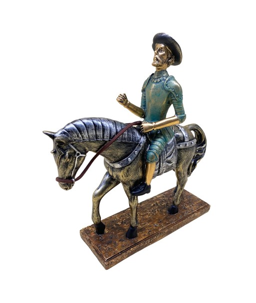 ORIGEN Home Decor Don Quijote Sobre Caballo Figura de Persona Gris - 24x23x7cm