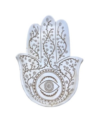 ORIGEN Home Decor Plato Mano De Fatima Bandejas Figura de Mano Blanco 4x25x17cm