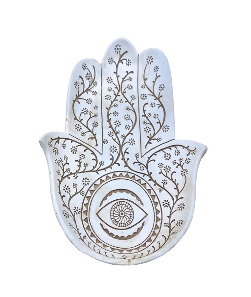 ORIGEN Home Decor Plato Mano De Fatima Bandejas Figura de Mano Blanco 4x25x17cm