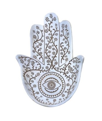 ORIGEN Home Decor Plato Mano De Fatima Bandejas Figura de Mano Blanco 3x32x24cm