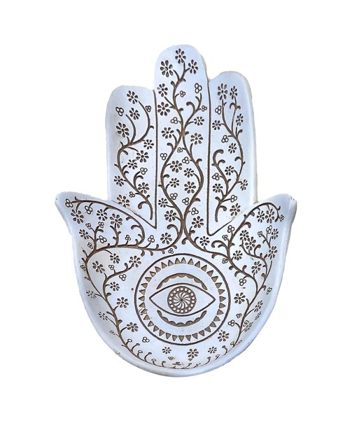 ORIGEN Home Decor Plato Mano De Fatima Bandejas Figura de Mano Blanco 3x32x24cm