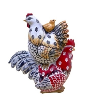 ORIGEN Home Decor Gallo Gallina Pollito Figura de Gallina Rojo 25x20x9cm