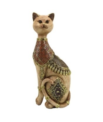 Figura de Gato Etnico Decorativa en Resina - Adorno para Hogar, Regalo Original, Estilo Único para Amantes de