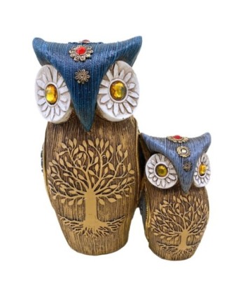 ORIGEN Home Decor Figura Buhos 2U Buhos | Figura de Búho Marrón - 17x14x8cm