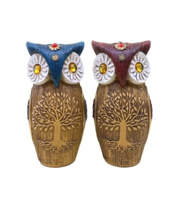 ORIGEN Home Decor Buho 2U Buhos Figura de Búho Marrón 16x9x8cm