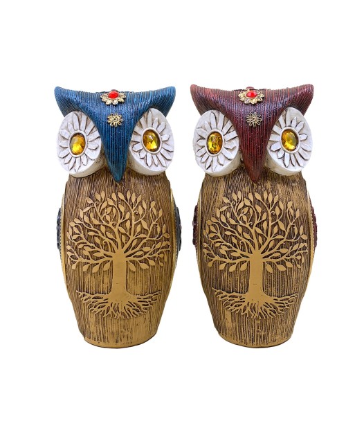 ORIGEN Home Decor Buho 2U Buhos Figura de Búho Marrón 16x9x8cm