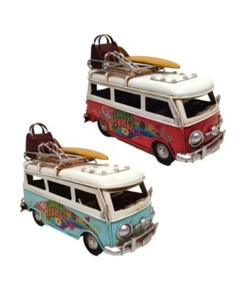 ORIGEN Home Decor Autobus 2U Vehiculos Vintage Azul 12x17x8cm