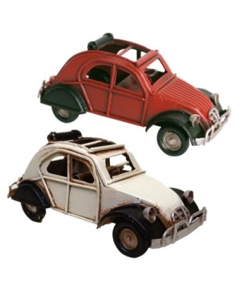 ORIGEN Home Decor Coche 2U Vehiculos Vintage Rojo - Figura decorativa de metal resistente a la corrosión y golpes