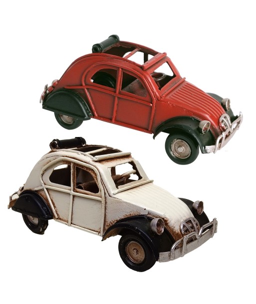 ORIGEN Home Decor Coche 2U Vehiculos Vintage Rojo - Figura decorativa de metal resistente a la corrosión y golpes