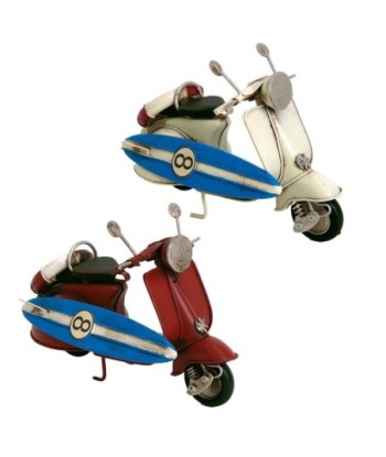 ORIGEN Home Decor Scooter 2U Vehiculos Vintage Rojo - Figura Decorativa Metal 12x17x8cm