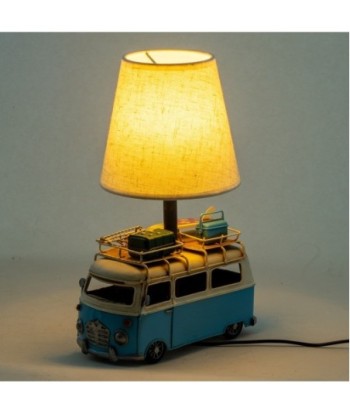 ORIGEN Home Decor Lampara Autobus Vintage | Lámpara de Sobremesa Azul - 30x20x14cm