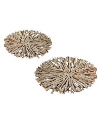 ORIGEN Home Decor Bandeja Hoja 2U Bandejas Redondo Marrón 10x50x50cm