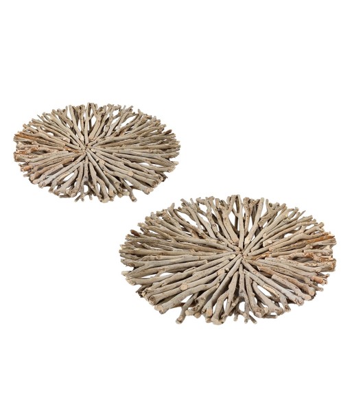 ORIGEN Home Decor Bandeja Hoja 2U Bandejas Redondo Marrón 10x50x50cm