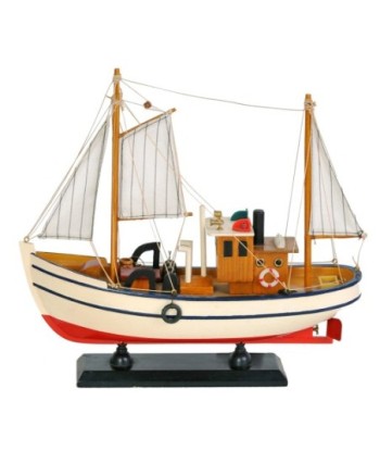 ORIGEN Home Decor Barco Pesquero Vehiculos | Modelismo de Barcos Crudo - 27x30x8cm