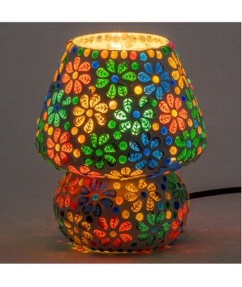 Lámpara mosaico sobremesa estilo India 18cm vidrio escayola