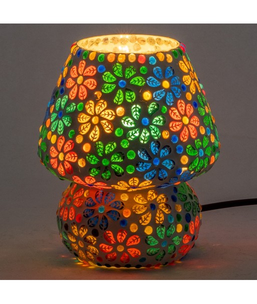 Lámpara mosaico sobremesa estilo India 18cm vidrio escayola