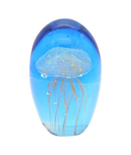 ORIGEN Home Decor Pisapapel Medusa Azul - 11x7x7cm | Elegante Pisapapeles de Cristal