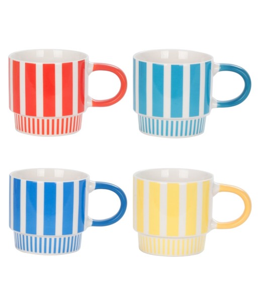 Mug Multicolor Rayas 4 Diseños Únicos, Taza de Cerámica Ideal para Regalo, Complemento Perfecto para Café o Té
