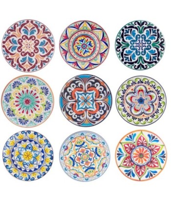 ORIGEN Home Decor Posavasos C/Expositor 9U Gris Redondo - Juego de 9 Posavasos Vintage para Cocina