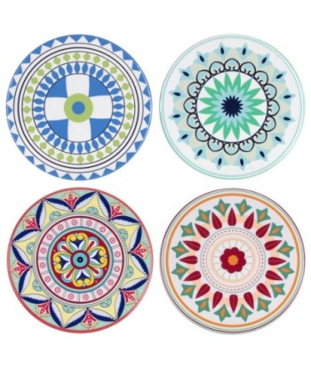 ORIGEN Home Decor Posavasos Redondo 4U Azul - Juego de 4 Posavasos Vintage para Cocina y Comedor
