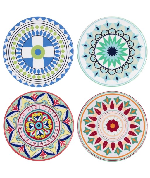 ORIGEN Home Decor Posavasos Redondo 4U Azul - Juego de 4 Posavasos Vintage para Cocina y Comedor