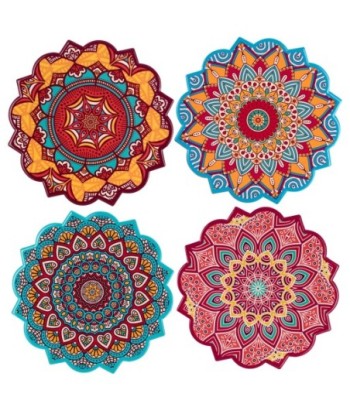 ORIGEN Home Decor Salvamantel Mandala 4U Marrón Redondo - 1x20x20cm