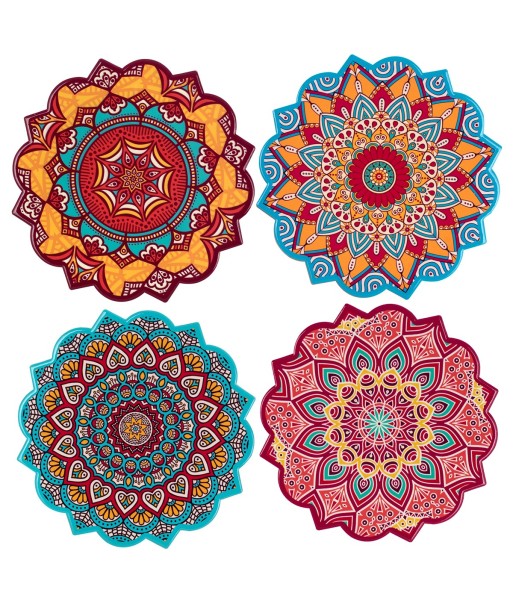 ORIGEN Home Decor Salvamantel Mandala 4U Marrón Redondo - 1x20x20cm