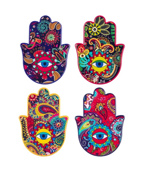ORIGEN Home Decor Posavasos Mano Fatima 4U Rosa - Elegante Set de 4 Posavasos Vintage para Proteger tus Mesas