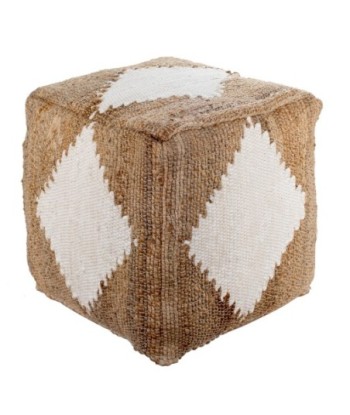 Puf Bohemio de Algodón y Yute de 45x45 cm para Decoración del Hogar