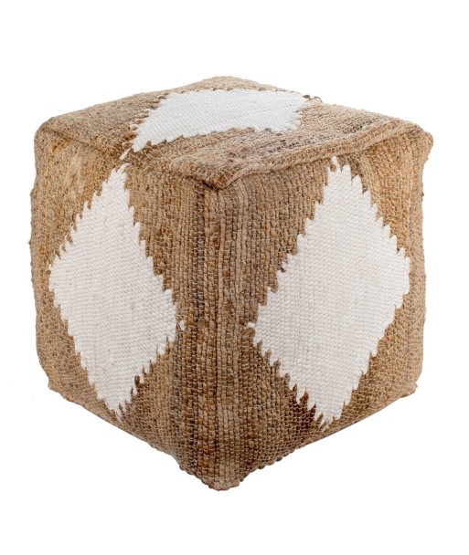Puf Bohemio de Algodón y Yute de 45x45 cm para Decoración del Hogar