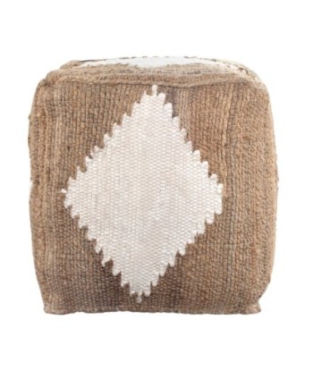 Puf Bohemio de Algodón y Yute de 45x45 cm para Decoración del Hogar