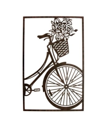 ORIGEN Home Decor Adorno Pared Bicicleta Apliques Metal Gris Vintage 75x48x1cm