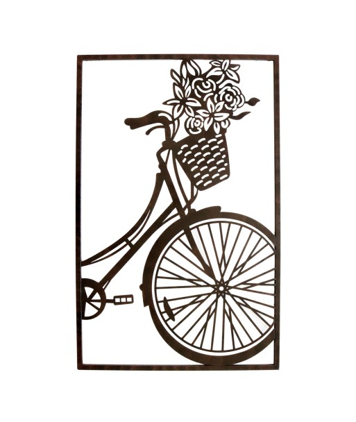 ORIGEN Home Decor Adorno Pared Bicicleta Apliques Metal Gris Vintage 75x48x1cm