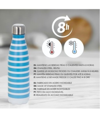 Botella Térmica Multicolor con Rayas, Ideal para Bebidas Frías y Calientes, Perfecta para Regalos y Uso Diario