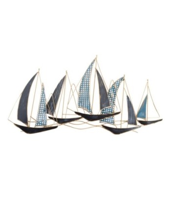 ORIGEN Home Decor Adorno Pared Veleros Apliques Metal Gris 50x92x3cm Náutico Decoración Hogar