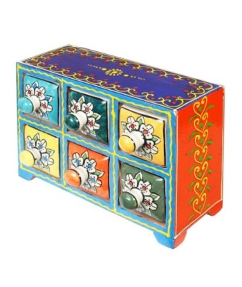 ORIGEN Home Decor Especiero 6 Cajones Cajas Y Joyeros Rojo Rectangular - 17x23x11cm
