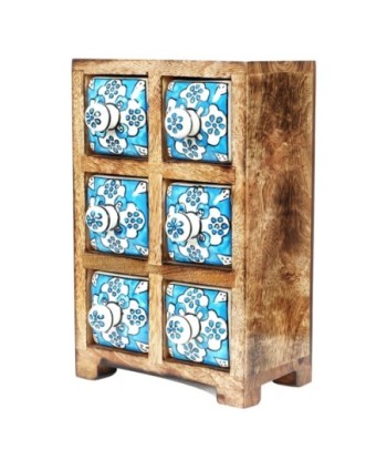 ORIGEN Home Decor Especiero 6 Cajones Cajas Y Joyeros | Especiero Marrón Rectangular - 23x15x11cm