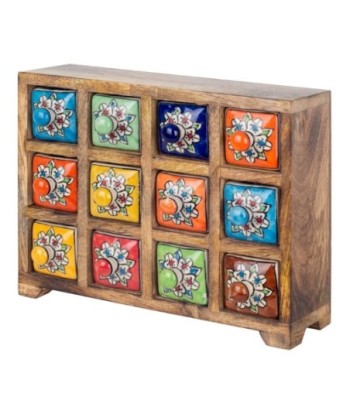 ORIGEN Home Decor Especiero 12 Cajones Cajas Y Joyeros | Especiero Marrón Rectangular - 23x30x11cm