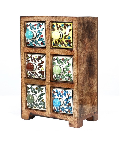 ORIGEN Home Decor Especiero 6 Cajones Cajas Y Joyeros - Marrón Rectangular 23x15x11cm