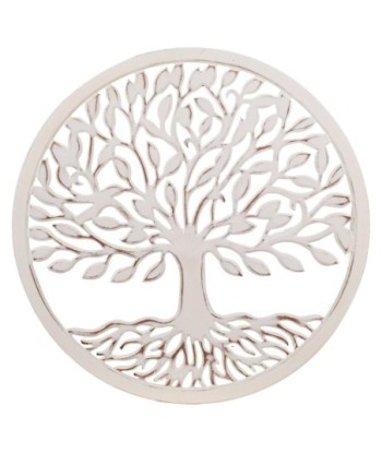 ORIGEN Home Decor Adorno Placas De Madera | Adorno Pared Jardín Blanco Redondo - 1x50x50cm