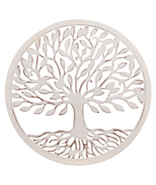 ORIGEN Home Decor Adorno Placas De Madera | Adorno Pared Jardín Blanco Redondo - 1x50x50cm