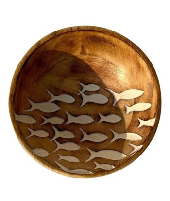 ORIGEN Home Decor Cuenco Peces Mediano Cajas Y Bandejas | Cuenco Bol Marrón Redondo - 7x20x20cm
