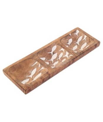 ORIGEN Home Decor Bandeja 3 Ubicaciones Peces Cajas Y Bandejas | Bandeja Marrón Rectangular - 3x30x10cm