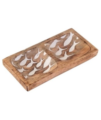 ORIGEN Home Decor Bandeja 2 Ubicaciones Peces Cajas Y Bandejas | Bandeja Marrón Rectangular - 3x21x10cm