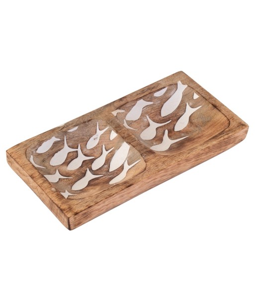 ORIGEN Home Decor Bandeja 2 Ubicaciones Peces Cajas Y Bandejas | Bandeja Marrón Rectangular - 3x21x10cm