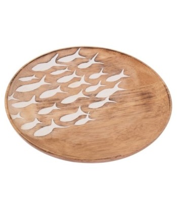 ORIGEN Home Decor Plato Peces Grande Cajas Y Bandejas | Bandeja de Decoración Marrón Redondo - 2x22x22cm