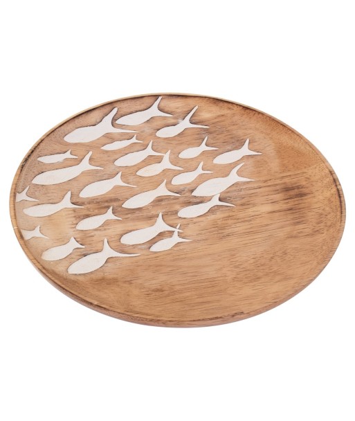 ORIGEN Home Decor Plato Peces Grande Cajas Y Bandejas | Bandeja de Decoración Marrón Redondo - 2x22x22cm